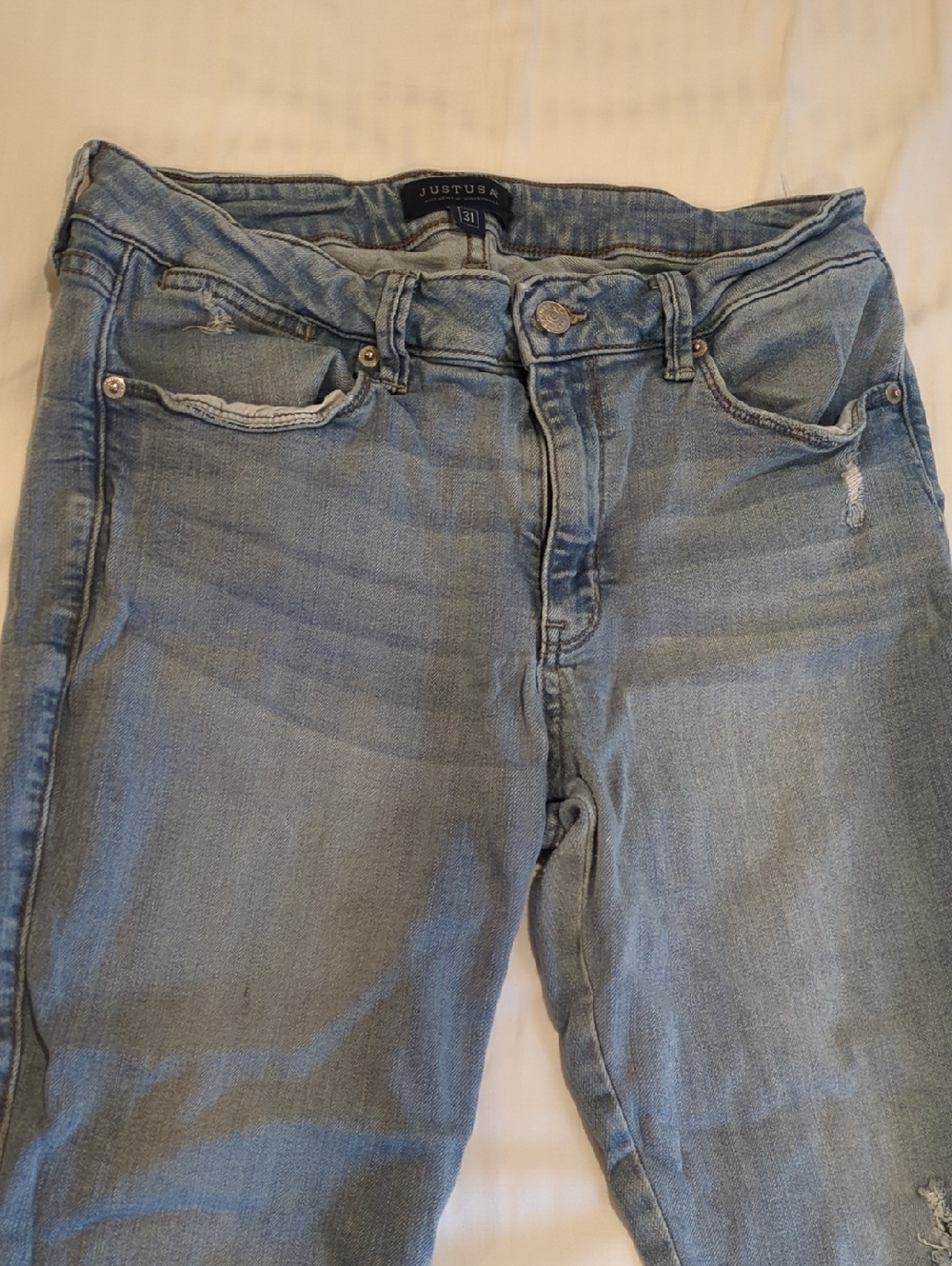Just USA Women's Light Blue Skinny Jeans - Subtle Distress